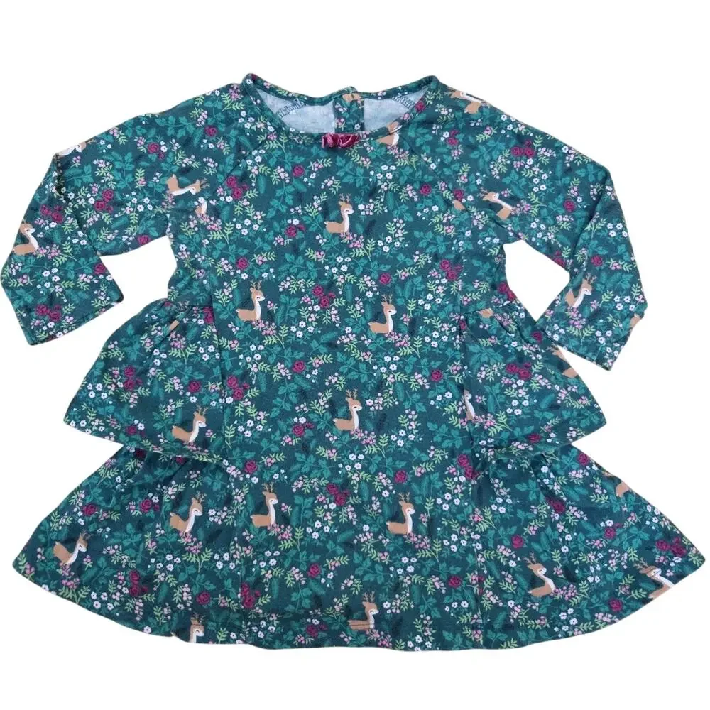 Gymboree Baby Tiered Dress '17‎ Deer Woods Long Sleeves Stretch 12-18mos